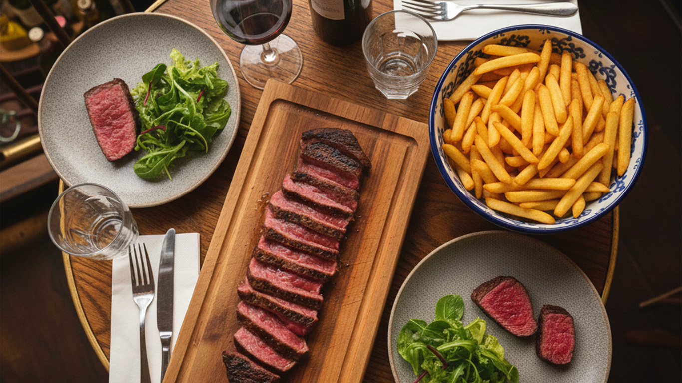 Cuisine de brasserie, côté de bœuf à partager